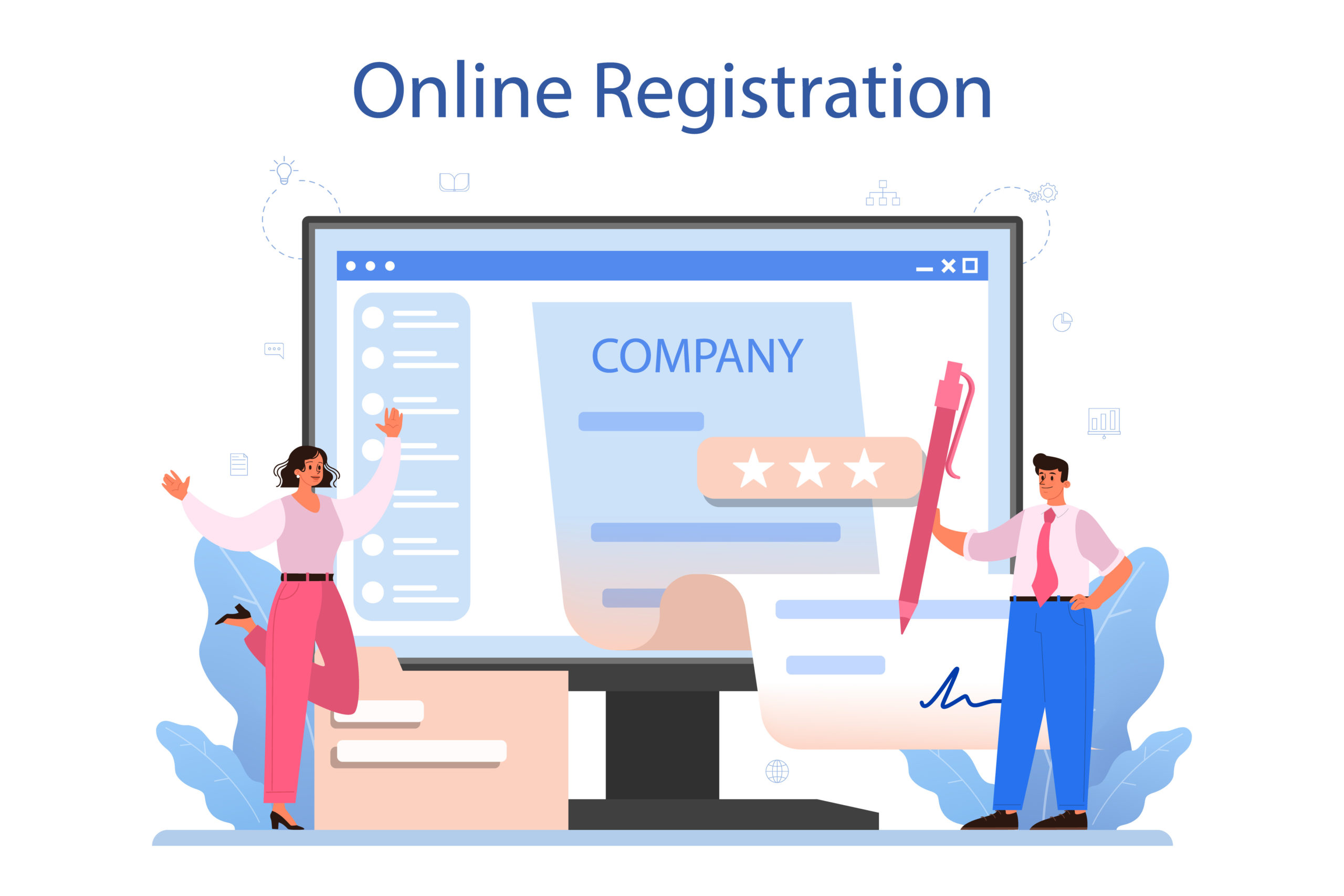 New company registration online service or platform. Business